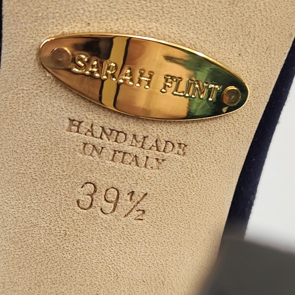 Sarah Flint Perfect Pump 100 Navy Suede Pointed Toe Stiletto Heels Sz 39.5 US 9 - Picture 5 of 12